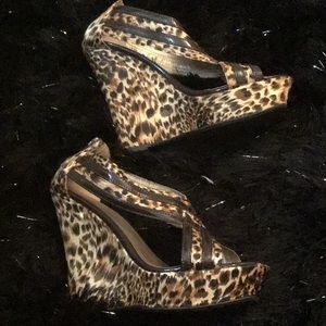 Women animal print wedges